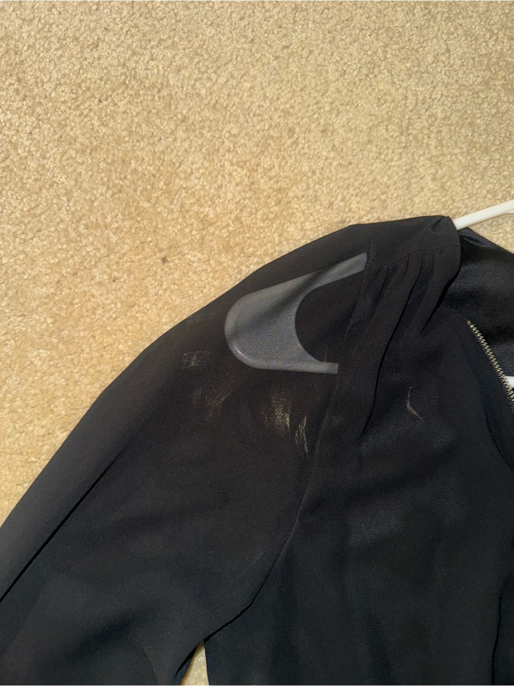 Express Black Sheer Long-Sleeve Zip Romper - Picture 4 of 5